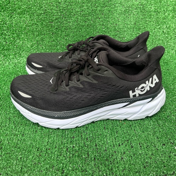 Hoka One One Womens Clifton 8 1119394 BWHT Black Running Shoes Sneakers Sz 12B - Picture 10 of 16